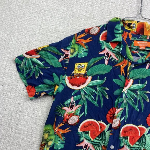 Spongebob SquarePants Hawaiian Fruits Funky Floral AOP Shirt MenSz M Button Up - Picture 3 of 9